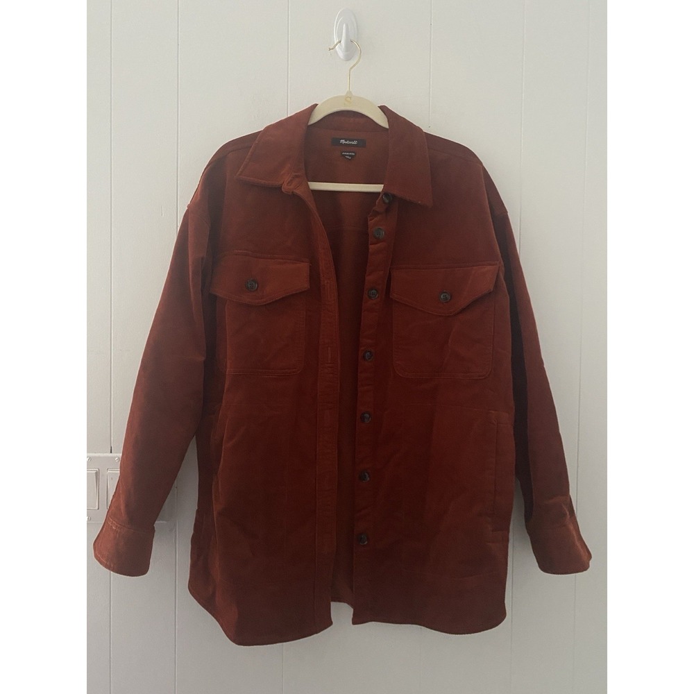 Madewell Women's M Corduroy Twill Oversized Shirt Jacket Rust Style NM649